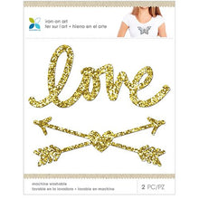 Cargar imagen en el visor de la galería, APLICACIÓN FLECHAS LOVE PEGA CON PLANCHAGLITTER ORO
