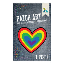 Cargar imagen en el visor de la galería, PARCHE DECORATIVO BORDADO CORAZÓN ARCO IRIS
